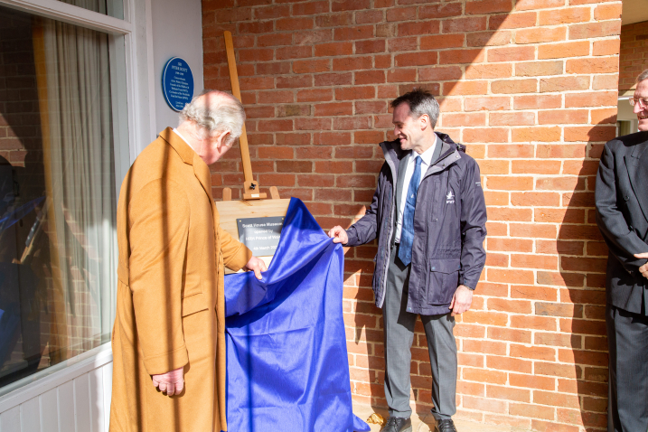 HRH The Prince of Wales and WWT Chief Operating Officer Kevin Peberdy unveil plaque opening Scott House at WWT Slimbridge.jpg
